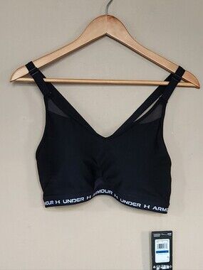 NWT UA Crossback Bra Low Black Everyday Comfort Adjustable Straps Compression XL